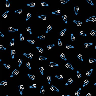 Soju şişesi simgesi siyah arka planda izole edilmiş. Kore pirinç votkası. Vektör