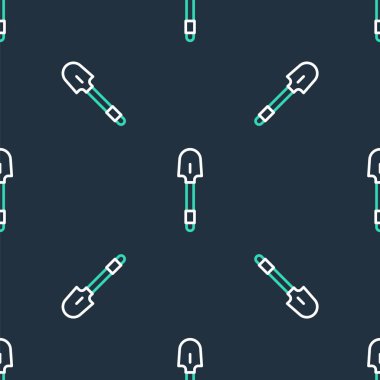 Çizgi küreği simgesi siyah arkaplanda izole edilmiş. Bahçe aletleri. Bahçecilik, tarım, çiftçilik aleti. Vektör