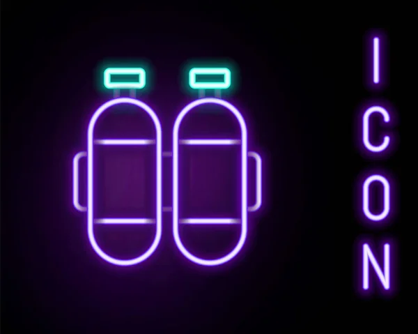 Gloeiende Neon Lijn Aqualung Icoon Geïsoleerd Zwarte Achtergrond Zuurstoftank Voor — Stockvector