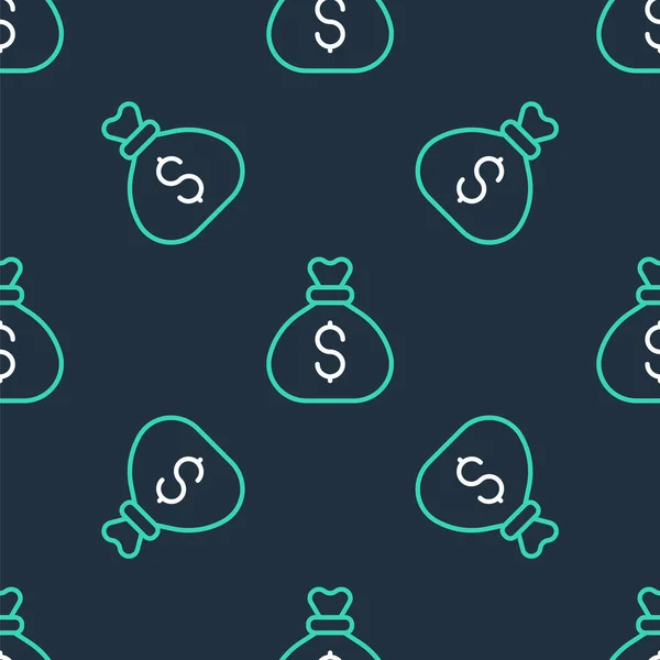 Icône Sac Line Money Isolé Motif Sans Couture Sur Fond — Image vectorielle