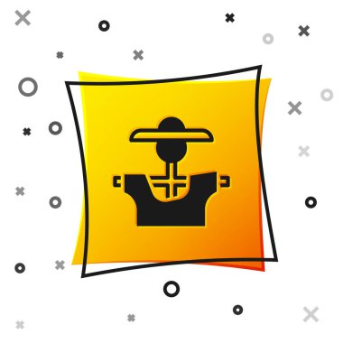 Siyah Korkuluk simgesi beyaz arkaplanda izole edildi. Sarı kare düğme. Vektör