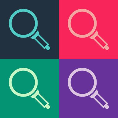 Pop Art Frying Pan simgesi renk arkaplanında izole edildi. Kızartma veya kızartma gıda sembolü. Vektör