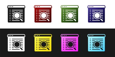 Arama motoru simgesini siyah beyaz arkaplanda izole et. Vektör