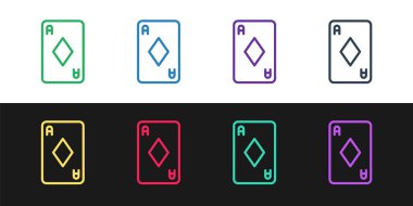 Siyah beyaz arkaplanda izole edilmiş elmas sembollü oyun kartı. Kumarhane kumarı. Vektör