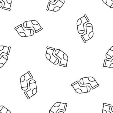 Gri çizgi çorap ikonu beyaz arka planda izole edilmiş kusursuz desen. Vektör