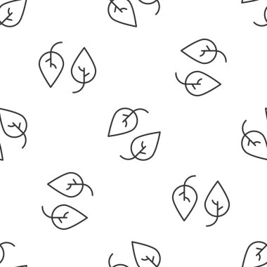 Gri çizgi Yaprak simgesi, beyaz arka planda kusursuz desen izole etti. İşaret bırakıyor. Taze doğal ürün sembolü. Vektör