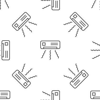 Gri çizgi klima ikonu beyaz arka planda izole edilmiş pürüzsüz desen. Sistemin havalandırmasını böl. Soğuk ve soğuk iklim kontrol sistemi. Vektör