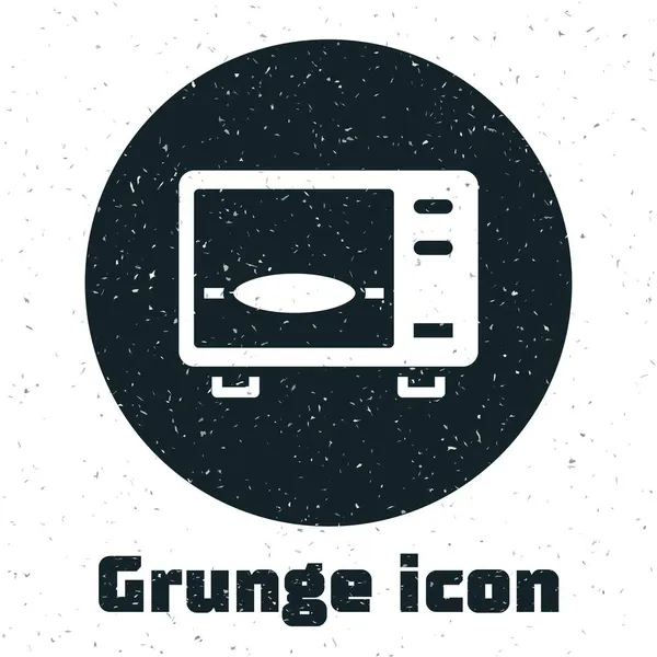 Grunge Micmicrowave Oven Icon Isolated White Background Значок Бытовой Техники — стоковый вектор