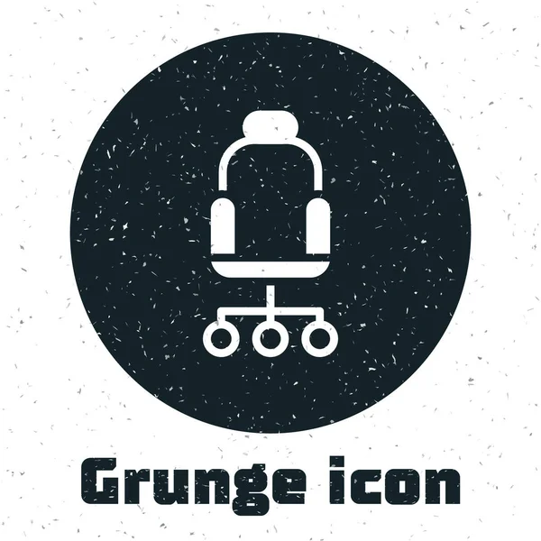 Grunge Office Stuhl Ikone Isoliert Auf Weißem Hintergrund Monochrome Vintage — Stockvektor