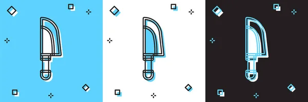 Définir Icône Couteau Isolé Sur Fond Bleu Blanc Noir Symbole — Image vectorielle