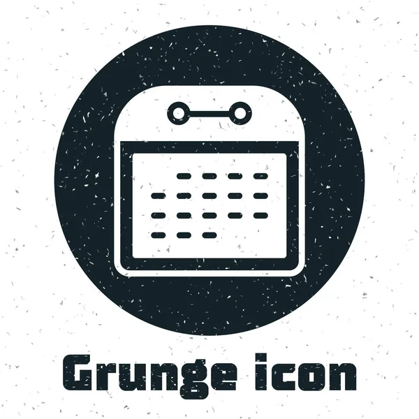 Grunge Calendar Icon Isolated White Background Event Reminder Symbol Monochrome — Stock Vector