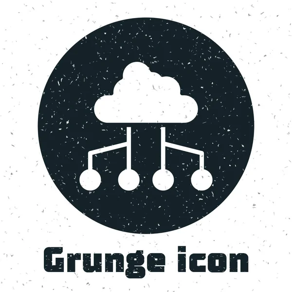 Ikona Połączenia Chmurze Grunge Network Białym Tle Technologia Społeczna Koncepcja — Wektor stockowy