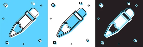 Set Crayon Avec Icône Gomme Isolée Sur Fond Bleu Blanc — Image vectorielle