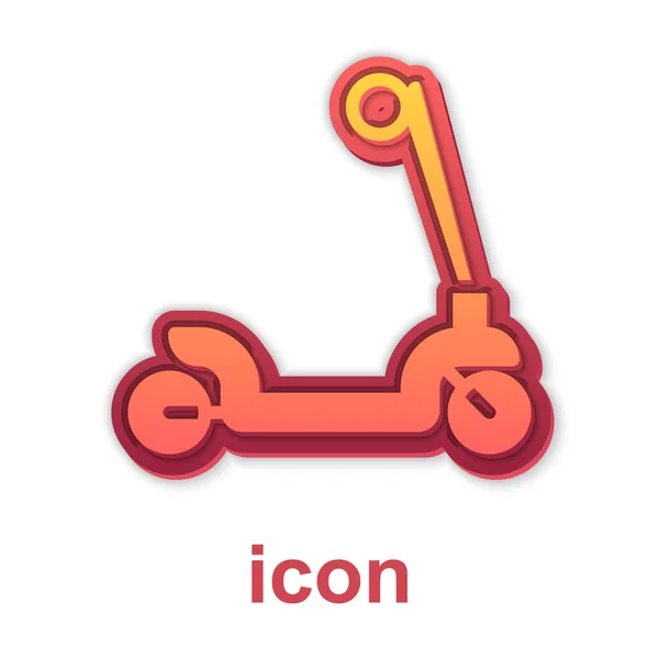 Gold Roller Scooter Voor Kinderen Pictogram Geïsoleerd Witte Achtergrond Schop — Stockvector