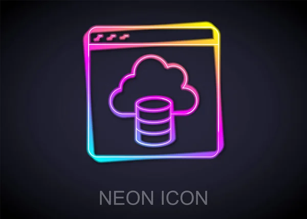Glödande Neon Line Cloud Teknik Dataöverföring Och Lagring Ikon Isolerad — Stock vektor
