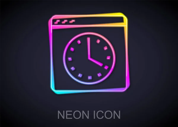 Glowing Neon Line Browser Window Icon Isolated Black Background Vector — Stock Vector