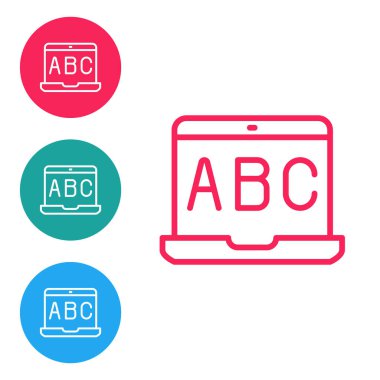 Beyaz arka planda izole edilmiş farklı yabancı dillerin E-çizgisi simgesi. Simgeleri daire düğmelerine ayır. Vektör