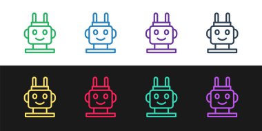 Robot oyuncak simgesi siyah beyaz arkaplanda izole edildi. Vektör