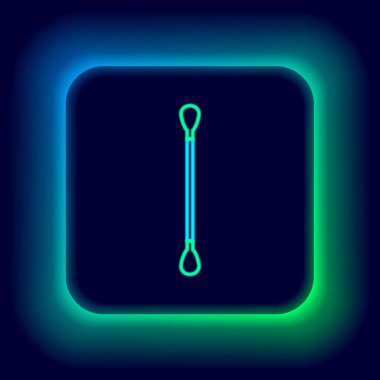 Siyah arkaplanda izole edilmiş kulak simgesi için parlayan neon hattı pamuk çubuğu. Renkli taslak konsepti. Vektör