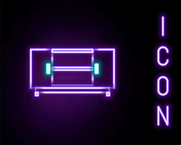 Luminoso neon linea TV icona del supporto del tavolo isolato su sfondo nero. Concetto di contorno colorato. Vettore — Vettoriale Stock