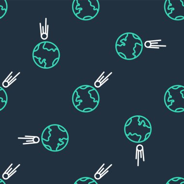 Çizgi Kuyrukluyıldızı hızla aşağıya düşüyor. Siyah arkaplanda izole edilmiş kusursuz desen. Vektör