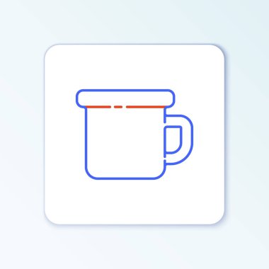 Kamp yapan metal sabıka simgesi beyaz arka planda izole edildi. Renkli taslak konsepti. Vektör