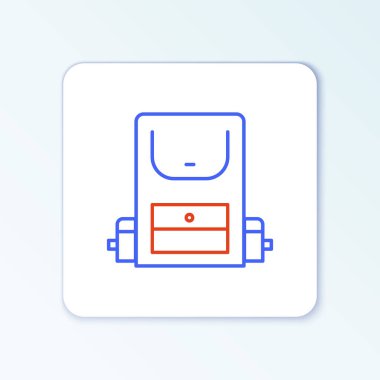 Sırt çantası simgesi beyaz arkaplanda izole edildi. Kamp ve dağ gezisi sırt çantası. Renkli taslak konsepti. Vektör