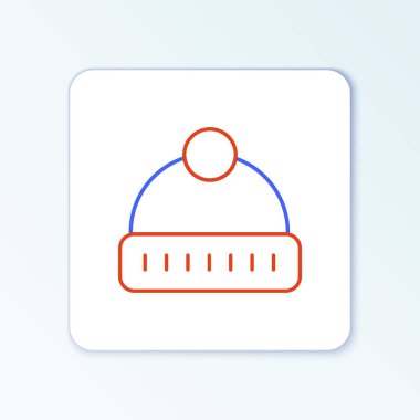 Hat Kış şapkası simgesi beyaz arkaplanda izole edildi. Renkli taslak konsepti. Vektör