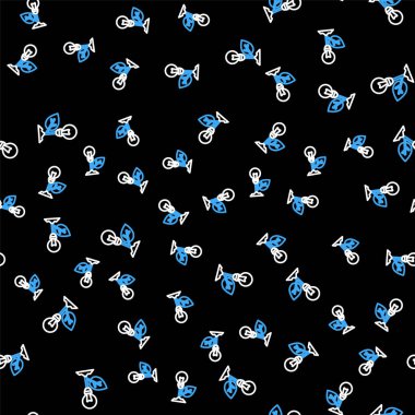 Yaprak simgesine sahip çizgi lambası siyah arkaplanda izole edilmiş pürüzsüz desen. Çevre enerjisi kavramı. Alternatif enerji kavramı. Vektör