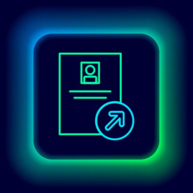 Parlayan neon hattı iş tanıtım simgesi siyah arkaplanda izole edildi. Başarı, başarı, motivasyon iş sembolü, büyüme. Renkli taslak konsepti. Vektör