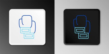 Çizgi boks eldiveni simgesi gri arkaplanda izole edildi. Renkli taslak konsepti. Vektör