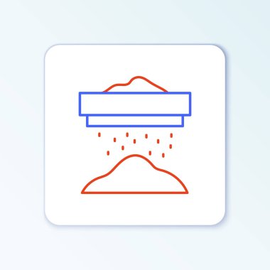 Beyaz arka planda izole edilmiş süzgeç simgesinden çizgi biçme unu, tahıl gevreği veya toz şeker. Renkli taslak konsepti. Vektör