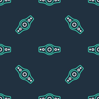 Line Wrestling şampiyonluk kemeri ikonu siyah arka planda izole edilmiş kusursuz desen. Vektör