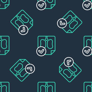 Line Ciğerleri X-ray teşhis simgesi siyah arkaplanda izole edilmiş kusursuz desen. Ciğerlerin ekran görüntüsü. Vektör