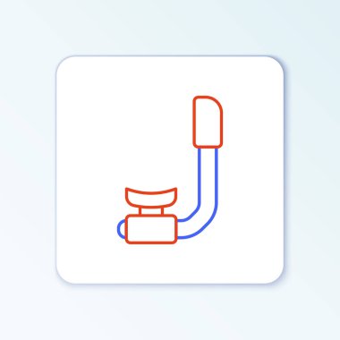 Beyaz arkaplanda çizgi şnorkel simgesi izole edildi. Su altı ekipmanları. Renkli taslak konsepti. Vektör