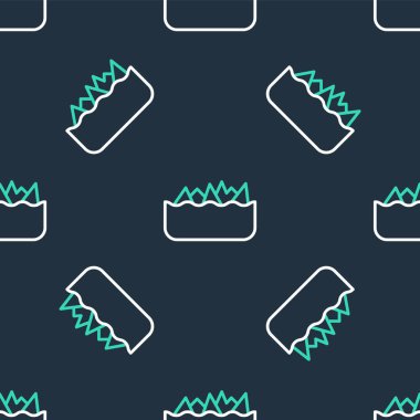 Keskin taş resifleri denizden çıkıyor, deniz gemileri ve gemi simgeleri için tehlike siyah arkaplanda izole edilmiş pürüzsüz desen. Vektör