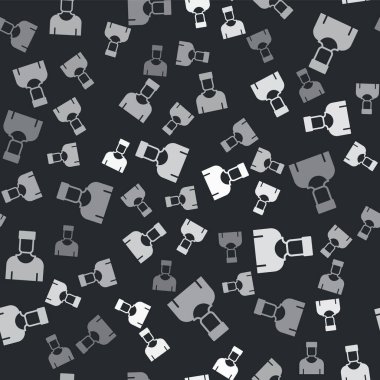 Gri Denizci Kaptan ikonu siyah arka planda kusursuz desen tespit etti. Vektör