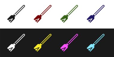 Süpürge simgesini siyah ve beyaz arkaplanda izole et. Temizlik hizmeti konsepti. Vektör