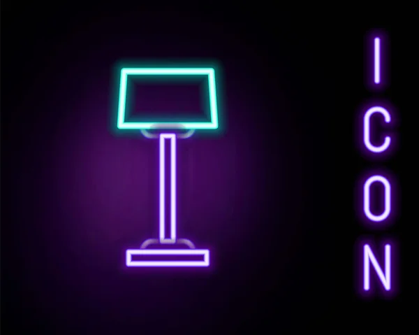 Világító neon vonal Padlólámpa ikon elszigetelt fekete alapon. Színes vázlat koncepció. Vektor — Stock Vector