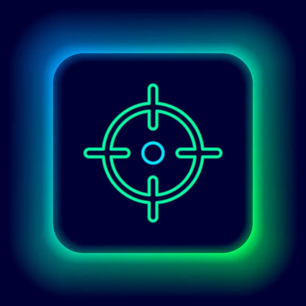 Glödande neon line Target sport ikon isolerad på svart bakgrund. Rengör mål med nummer för skjutbana eller skytte. Färgstarkt skisskoncept. Vektor — Stock vektor