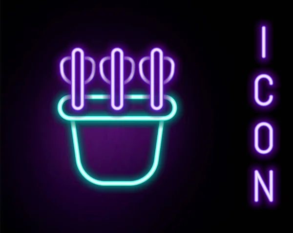 Świecące neon linii Quiver z ikoną strzałek izolowanych na czarnym tle. Kolorowy koncept. Wektor — Wektor stockowy