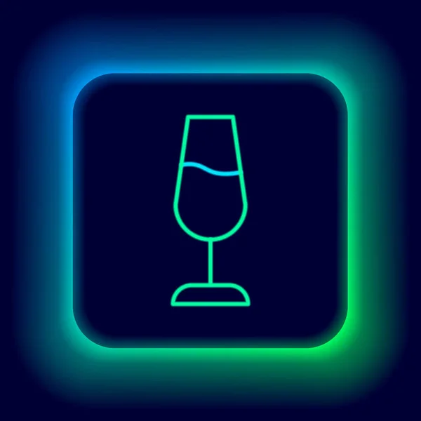 Leuchtende Neon-Linie Weinglas-Symbol isoliert auf schwarzem Hintergrund. Weinglasschild. Buntes Rahmenkonzept. Vektor — Stockvektor