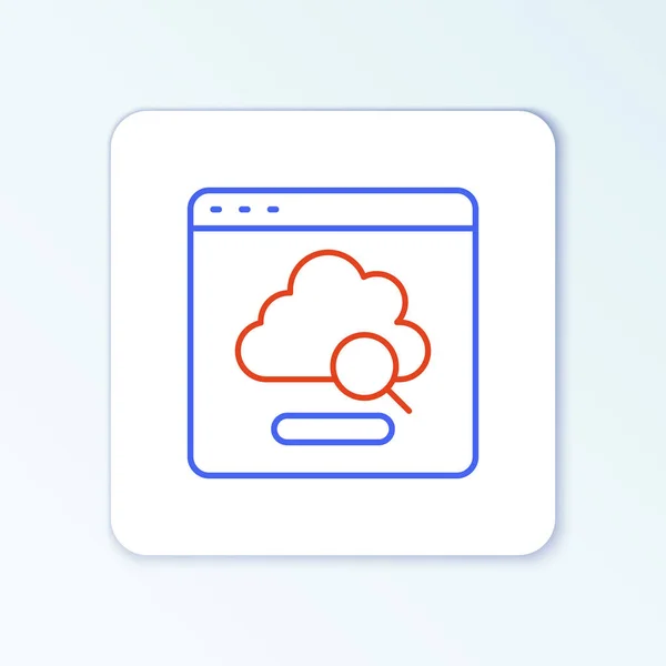 Icono de transferencia y almacenamiento de datos de tecnología de Line Cloud aislado sobre fondo blanco. Concepto de esquema colorido. Vector — Vector de stock