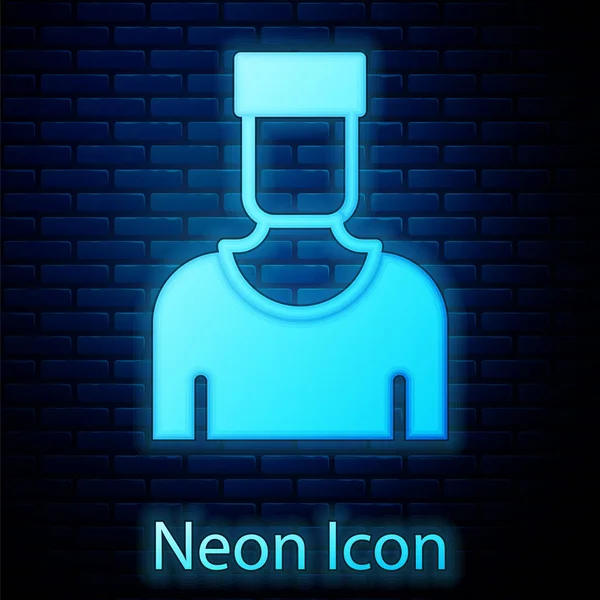 Glowing neon Sailor captain icon isolated on brick wall background. Vector — Stock Vector