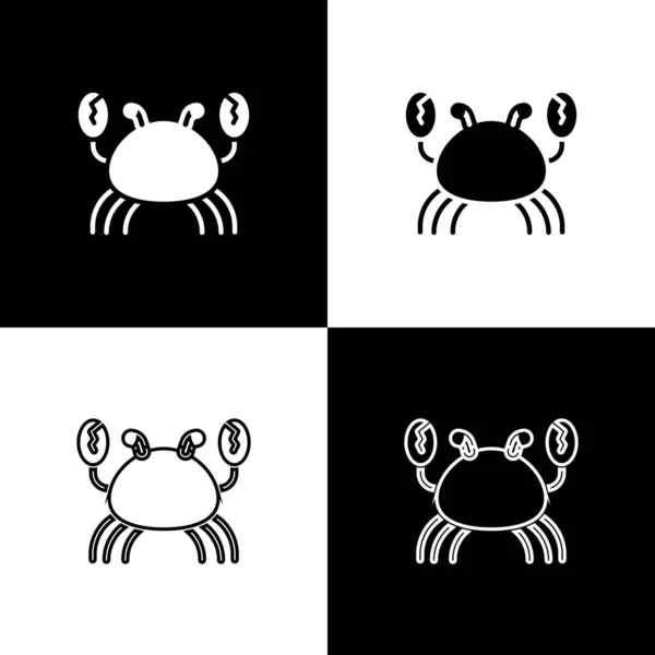 Definir ícone de caranguejo isolado no fundo preto e branco. Vetor —  Vetores de Stock