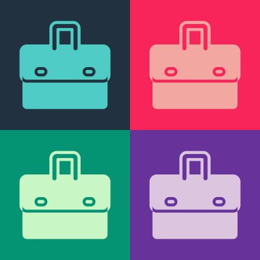 Pop Art Evrak Çantası simgesi renk arkaplanında izole edildi. İş ilanı. İş portföyü. Vektör