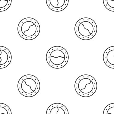 Perçin perçin ve deniz manzaralı gri çizgili gemi penceresi beyaz arka planda izole edilmiş pürüzsüz desen. Vektör