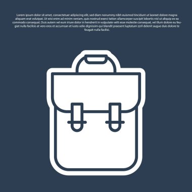 Mavi çizgi okul sırt çantası ikonu mavi arkaplanda izole edildi. Vektör