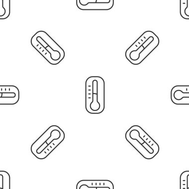 Gri çizgi Meteoroloji termometresi beyaz zemin üzerinde ikon izole edilmiş pürüzsüz desen gösteriyor. Termometre termometresi sıcak ya da soğuk hava gösteriyor. Vektör