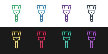 Çizgi fırça simgesini siyah ve beyaz arkaplanda izole et. Vektör